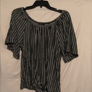 Kim & Cami Black and White Striped Blouse